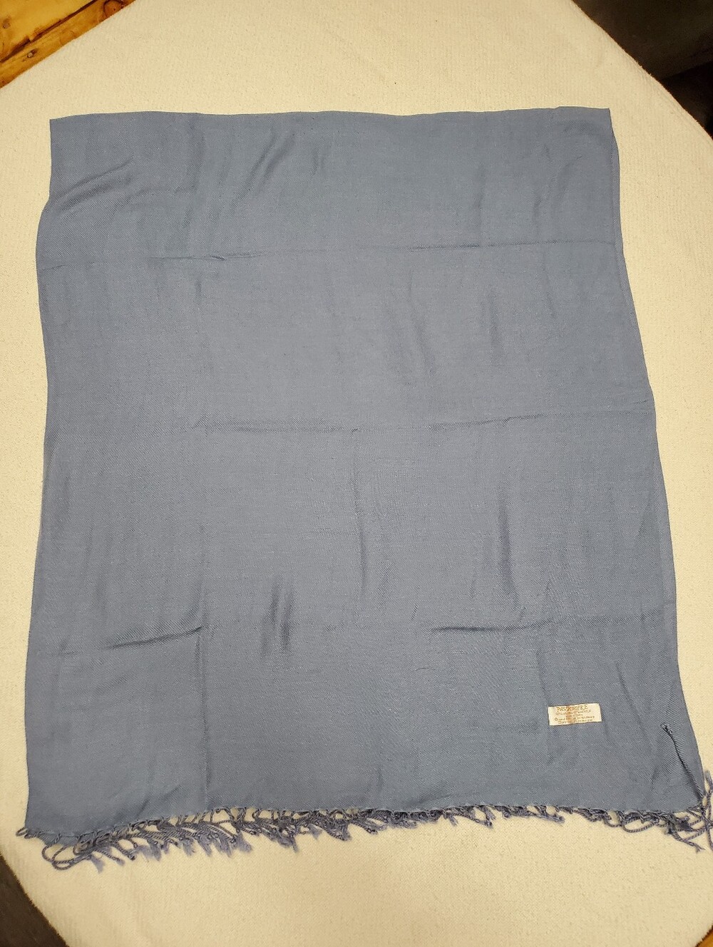 Pashmire Wrap Scarf Periwinkle Blue 60% Viscose Fringe Large Pashmina Style